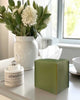 Green Tissue Box Cover Square – with Bottom Belt [JESMINI, ] PU Leather Green Tissue Box Holder Decorative for Bathroom Vanity Countertop/Night Stands/Office Desk, 5x5x5