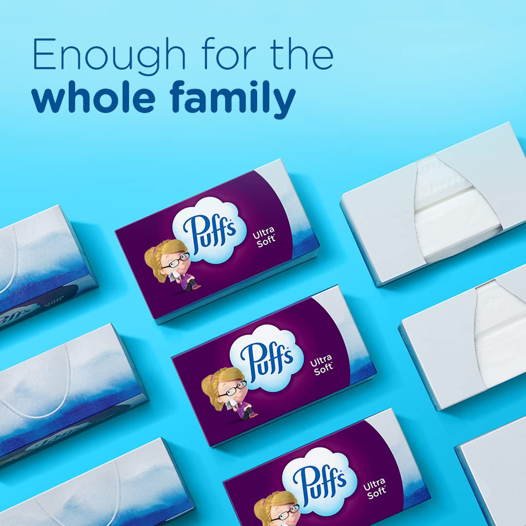 Puffs Facial Tissues Ultra Soft, 1 Cube Box, 48 Facial Tissues per Box, Allergies and Colds (Packaging May Vary)