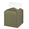 Tissue Box Cover Square Leather Facial Paper Holder, Olive Green