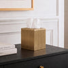 Monarch Abode Tissue Box Cover Square – Handcrafted Ridge Embossed Brushed Gold Metal Tissue Holder Box for Bathroom Accessory, Aesthetic Decorative Facial Napkin Cube for Modern Home Decor