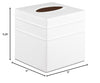 Monarch Abode Tissue Box Cover Square – Handcrafted Border Embossed White Metal Tissue Holder Box for Bathroom Accessory, Aesthetic Decorative Facial Napkin Cube for Modern Home Decor