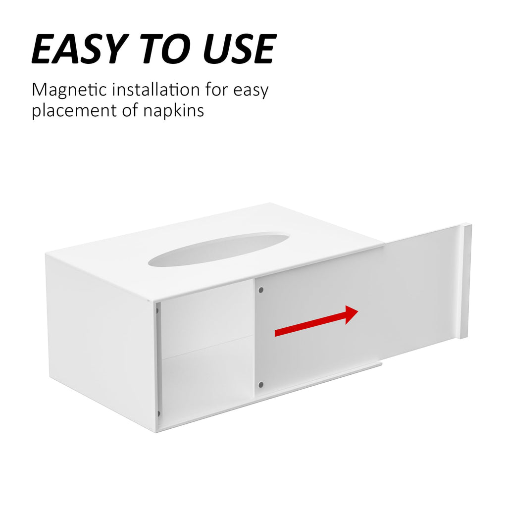 Hongtuocb White Acrylic Tissue Box Cover Rectangular,Acrylic Tissue Dispenser with Storage Tray for Bathroom Kitchen Home Office(White, 9.85x4.5x6.3)