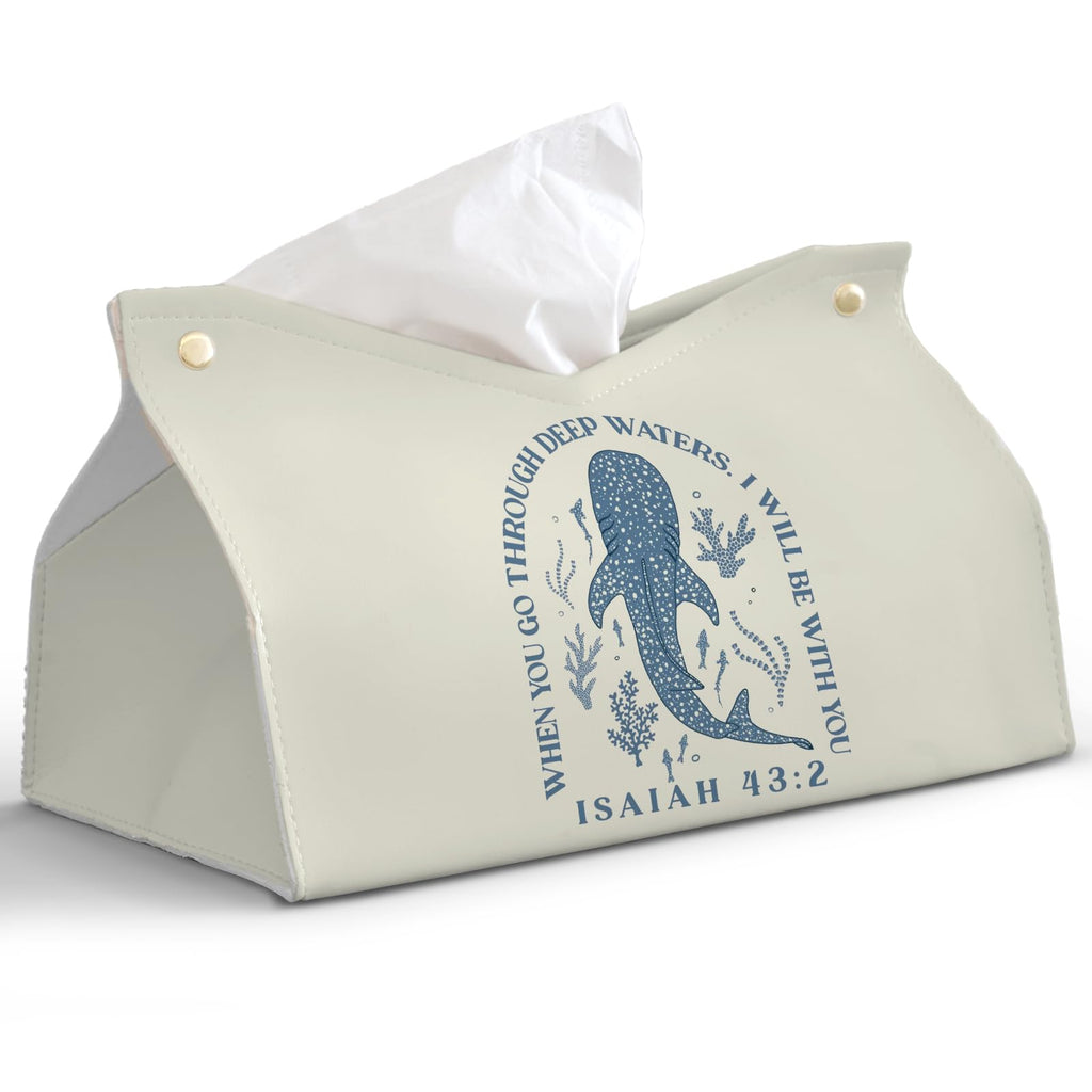 PaJiaNi Whale Shark Christian Tissue Box Cover Rectangle,Ocean Whale Scripture Bible Toilet Paper Box,Leather Decorative Facial Paper Case for Living Room Bathroom Kitchen Office Desk,9.8x5.9x5.9In