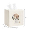 EmbroideryLinen.VN Square Tissue Box Cover Cute Set of 2, Dog - Ivory