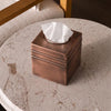 Monarch Abode Tissue Box Cover Square – Handcrafted Border Embossed Antique Copper Metal Tissue Holder Box for Bathroom Accessory, Aesthetic Decorative Facial Napkin Cube for Modern Home Decor