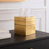 Monarch Abode Tissue Box Cover Square – Handcrafted Border Embossed Brushed Gold Metal Tissue Holder Box for Bathroom Accessory, Aesthetic Decorative Facial Napkin Cube for Modern Home Decor
