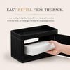 KINGFOM Ribbed PU Leather Tissue Box Cover with Storage Tray, Rectangular Facial Tissue Holder for Bathroom Vanity, Nightstand & Office Desk, Modern Decorative Tissue Dispenser (Matte Black)