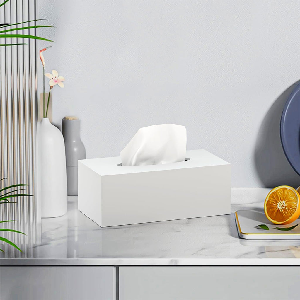 Acrylic Tissue Box Cover Rectangle, PITBVO White Tissue Box Holder