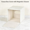 Mkono Tissue Box Cover, PU Leather Square Holder with Bottom, Beige