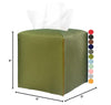 Green Tissue Box Cover Square – with Bottom Belt [JESMINI, ] PU Leather Green Tissue Box Holder Decorative for Bathroom Vanity Countertop/Night Stands/Office Desk, 5x5x5