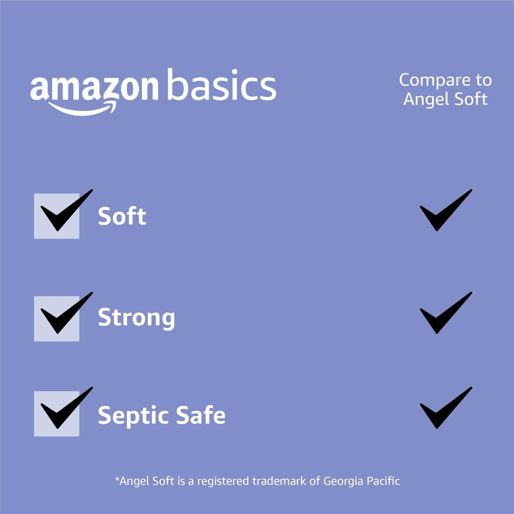 Amazon Basics 2-Ply Toilet Paper, 12 Mega Rolls (Equal to 48 Regular Rolls), 350 Sheets per Roll, Unscented, Septic Safe