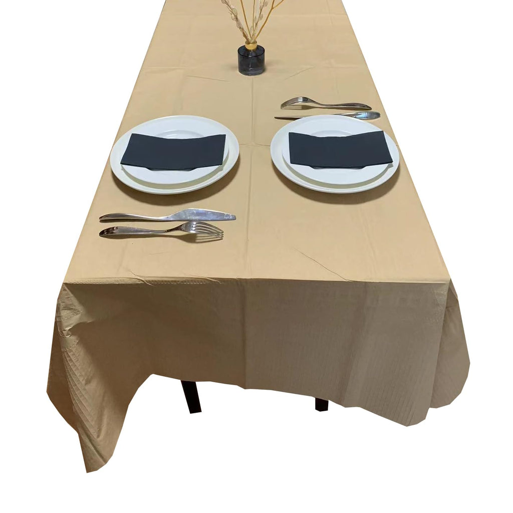 [6 Pack] Kraft Paper Tablecloth Disposable for Rectangle Tables, 54" X 108" Party Table Cover with Plastic Backing, Waterproof 3 Ply Table Cloth for Indoor Outdoor Picnic Labor Thanksgiving Christmas