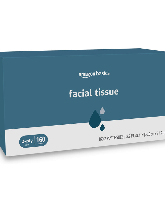 Amazon Basics 2-Ply Facial Tissue, 160 Count