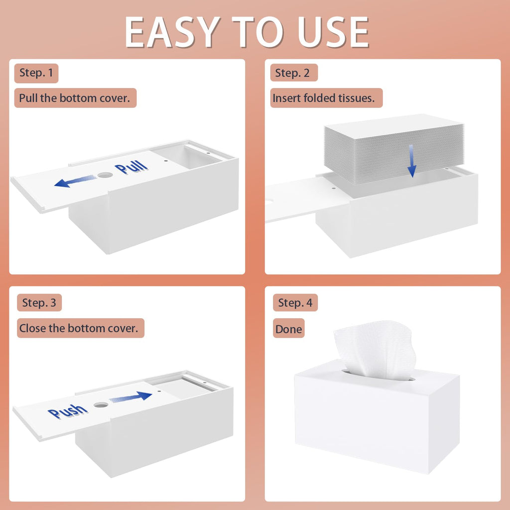 SILUT Matte White Rectangular Extra Large Acrylic Tissue Box Cover
