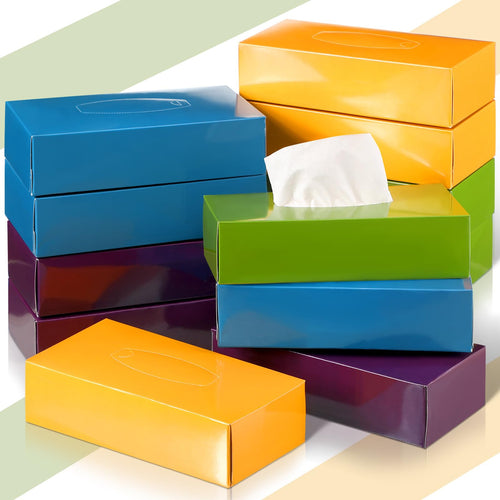 Yinder 12 Packs Soft Facial Tissue Boxes for Classroom, Simple Style