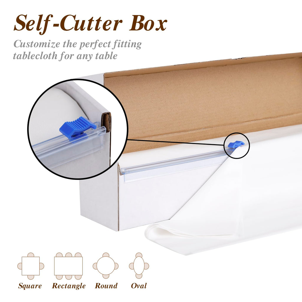GoodLuck 54 Inch X 300 Feet Plastic Table Cloths with Cutter Box