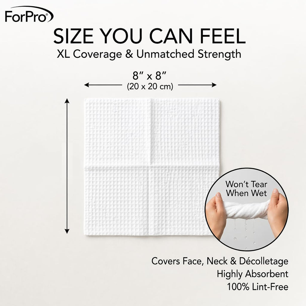 ForPro Pure & Simple Travel Facial Towels, 600ct, 8"x8", Vegan Cruelty-Free