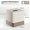 Y-in Hand Square Tissue Box Cover, Facial Cube Tissue Box Holder with Decorative Wood Grain Bottom for Bathroom Vanity, Countertop, Dresser, Nightstand, and Office - Beige