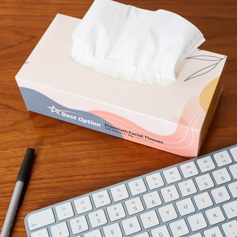 Best Option Soft 2-Ply Facial Tissue White 130-Count Box Pack of 12 for Office
