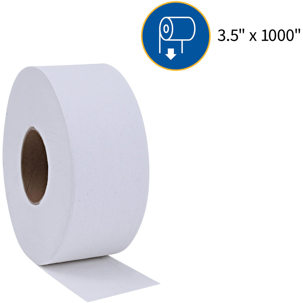 Genuine Joe Jumbo Roll Bath Tissue, 2-Ply, 3.5" x 1000', Pack of 8