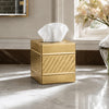Monarch Abode Tissue Box Cover Square – Handcrafted Wave Embossed Brushed Gold Metal Tissue Holder Box for Bathroom Accessory, Aesthetic Decorative Facial Napkin Cube for Modern Home Decor