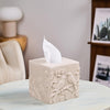 Beige Sand Stone Look Relief Birds Branch Square Tissue Box Cover for Decor