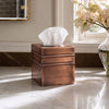 Monarch Abode Tissue Box Cover Square – Handcrafted Border Embossed Antique Copper Metal Tissue Holder Box for Bathroom Accessory, Aesthetic Decorative Facial Napkin Cube for Modern Home Decor