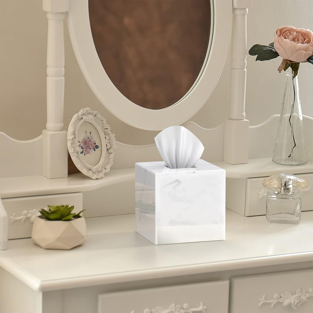 SILUT Square Marble Texture Acrylic Tissue Box Cover