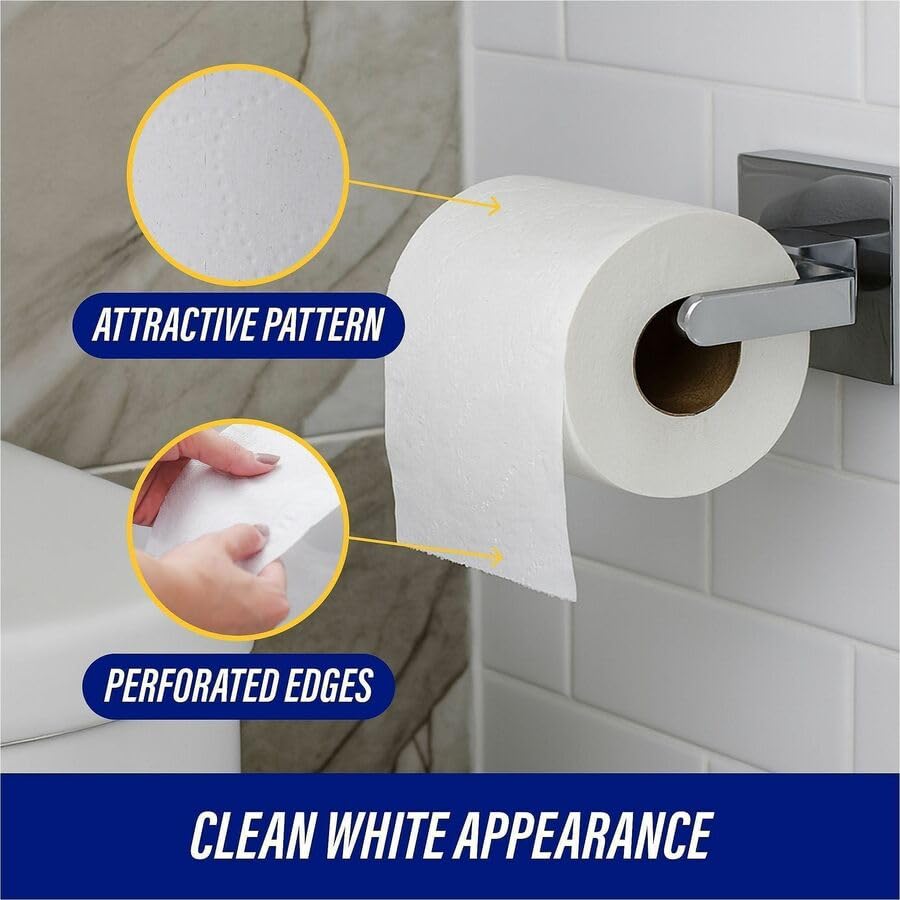 Genuine Joe Standard Bath Tissue, 2-Ply, 3.5" x 4", 500 Sheets, Pack of 96