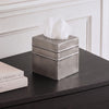 Monarch Abode Tissue Box Cover Square – Handcrafted Border Embossed Pewter Metal Tissue Holder Box for Bathroom Accessory, Aesthetic Decorative Facial Napkin Cube for Modern Home Decor