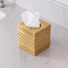 Monarch Abode Tissue Box Cover Square – Handcrafted Wave Embossed Brushed Gold Metal Tissue Holder Box for Bathroom Accessory, Aesthetic Decorative Facial Napkin Cube for Modern Home Decor
