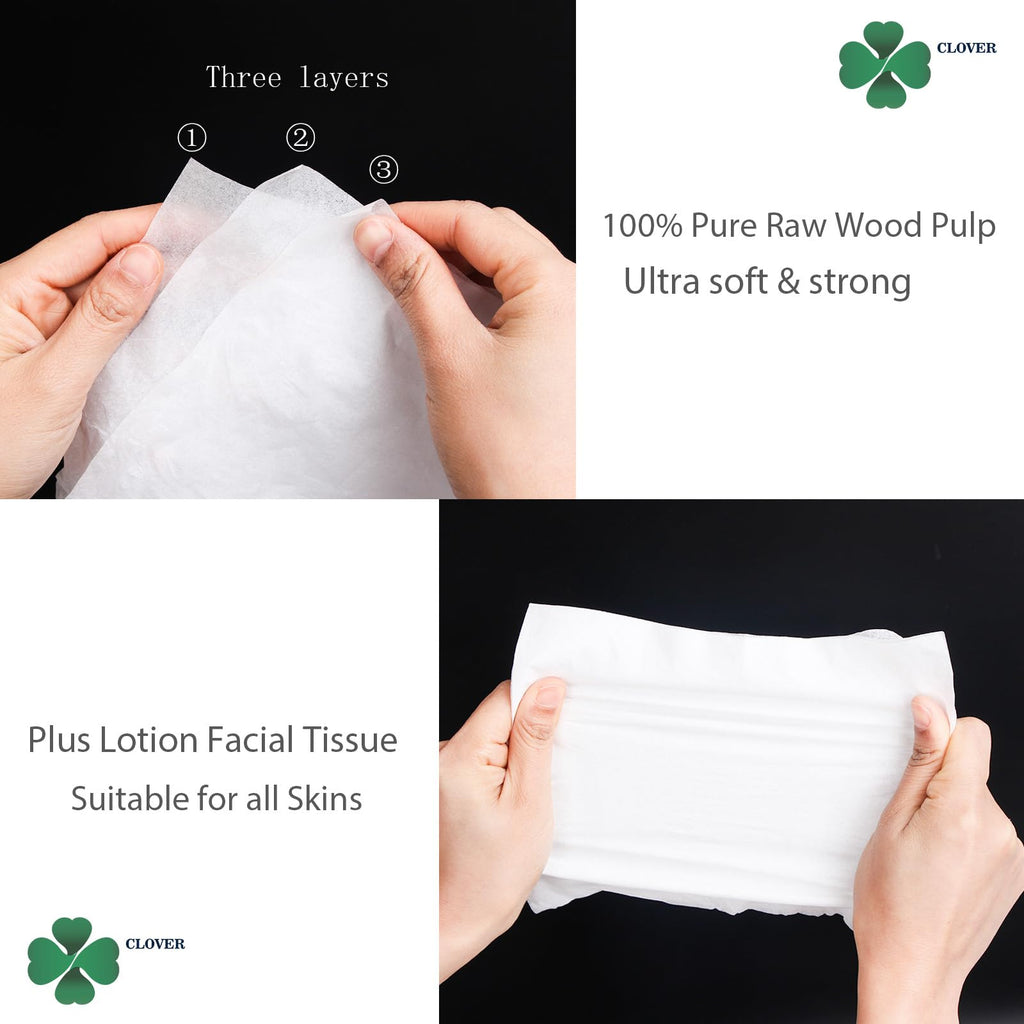 CLOVER Travel Tissues 3-Ply Facial Tissues & Car Tissues - Compact Tissue Canister for Cup Holder, Office, Bedroom, Vanity (Lition Pack of 4)