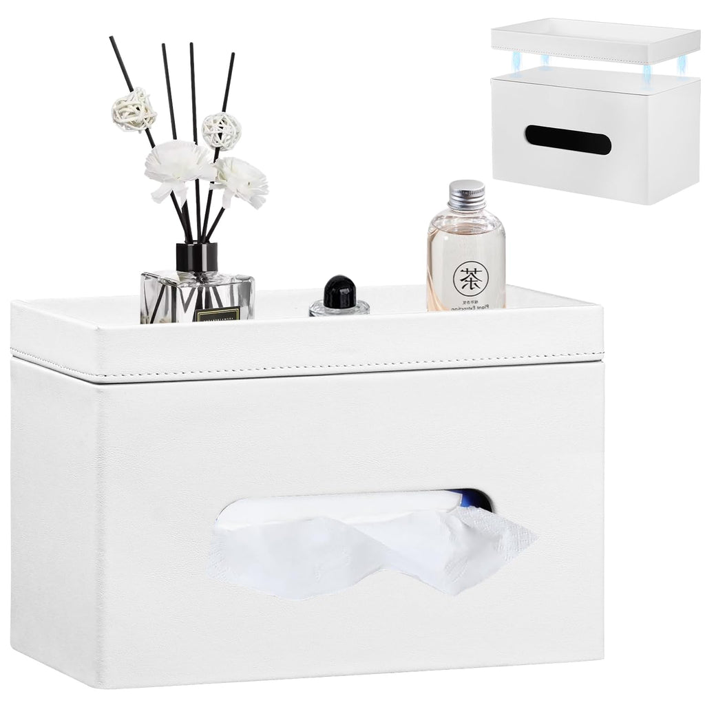 Extra Large Tissue Box Cover with Storage Tray,Rectangle Tissue Box Holder