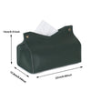 Aguoqwen 1PCS PU Leather Tissue Box Cover, Rectangle Facial Paper Organizer Dispenser, Modern Tissue Case Holder for Vanity Countertop Nightstands Living Room Office Desk Car (Dark Green)
