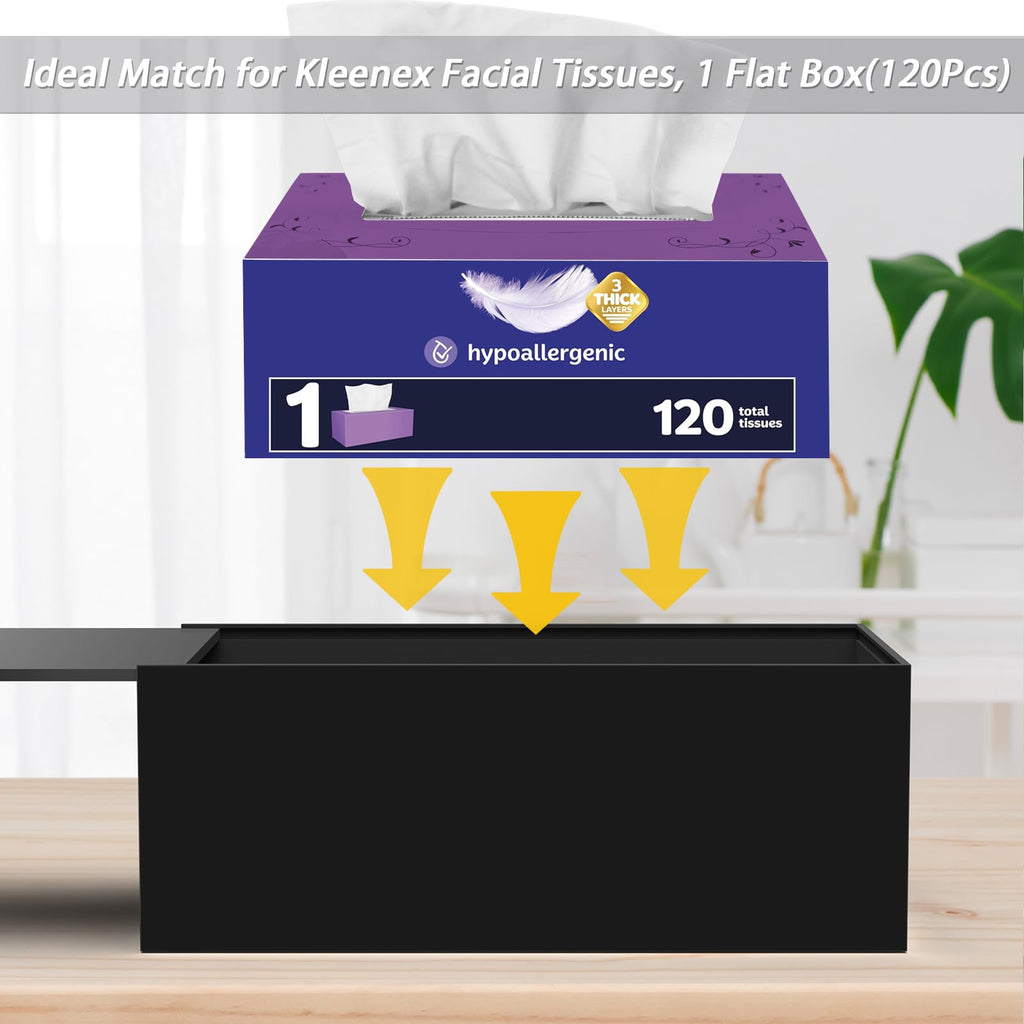 SILUT Matte Black Rectangle Acrylic Tissue Box Cover