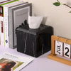 Natural Marble Square Tissue Box Cover ,Stone Modern Decorative Sturdy Napkin Box Holder Case,Facial Paper Organizer for Bathroom Vanity Toilet Countertop,Kitchen (1, Black Marquina, 5.71*5.71*5.51)