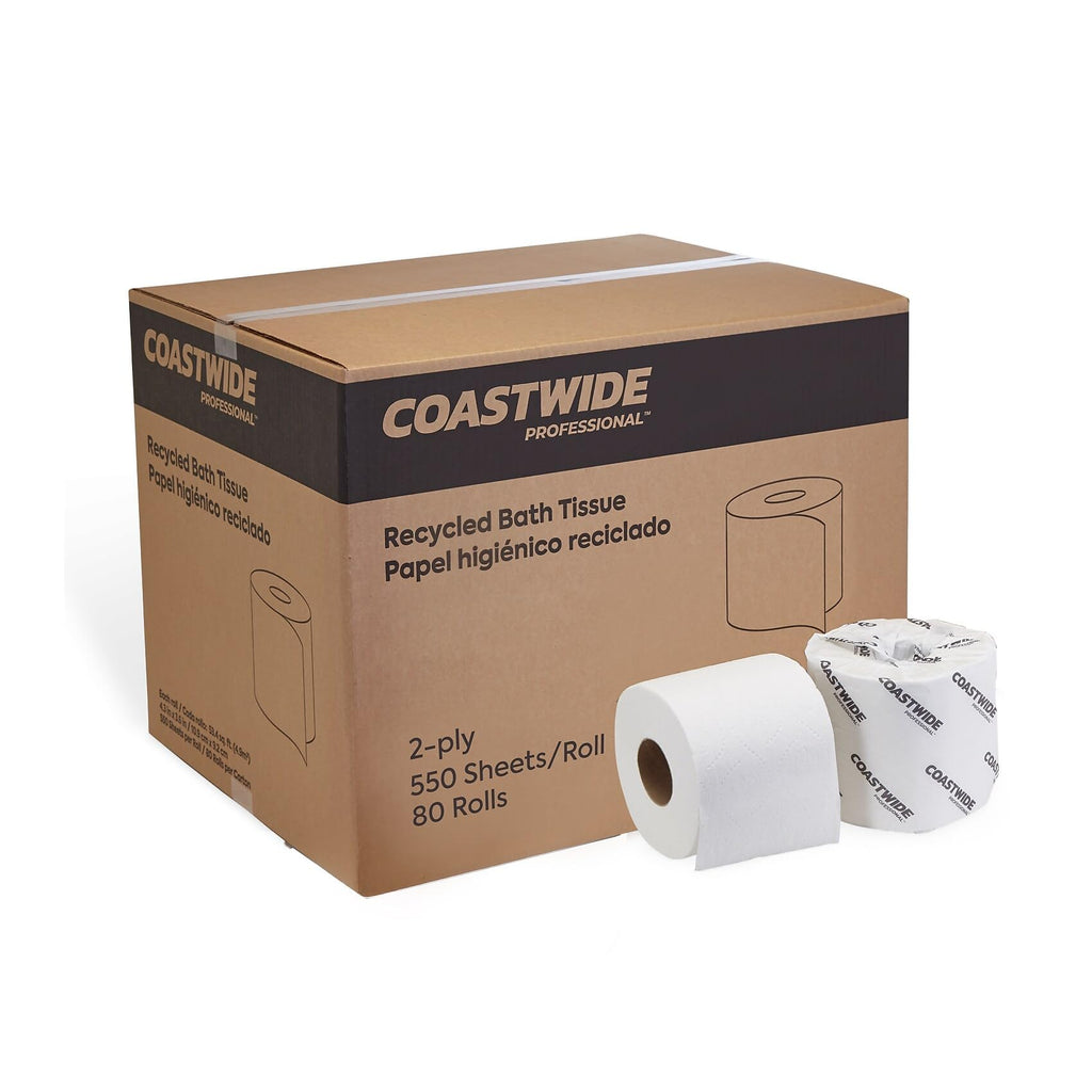 Coastwide Professional Recycled Toilet Paper, 2-Ply, 80 Rolls