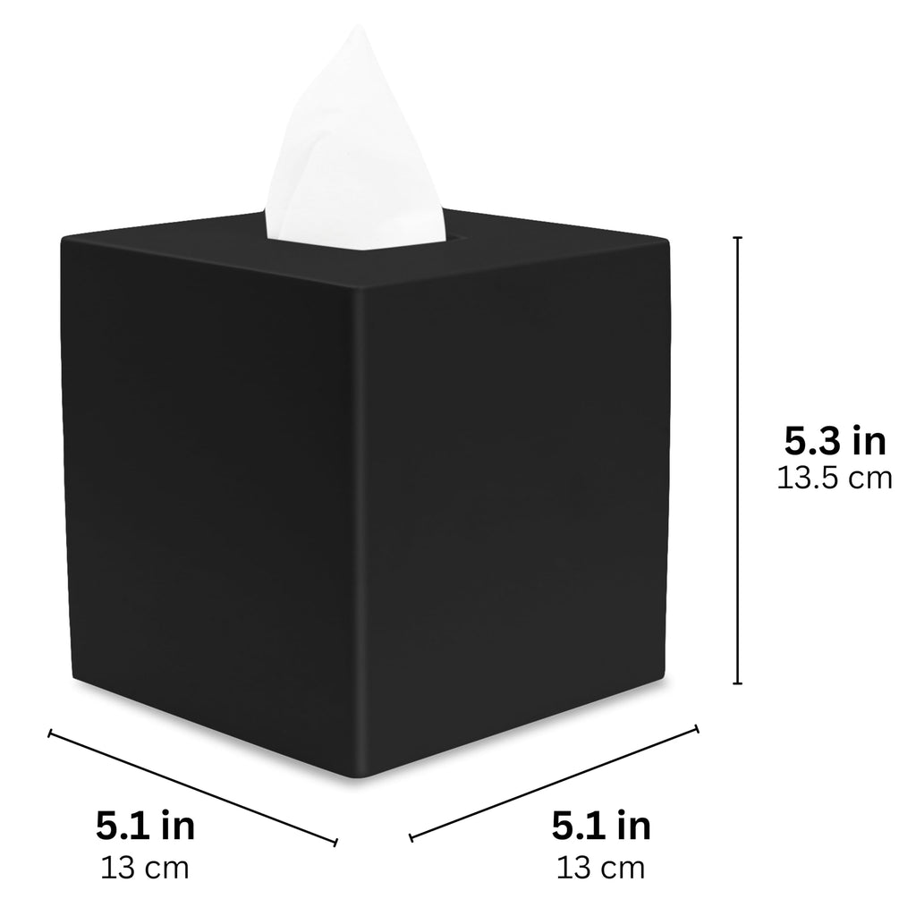 Yew Design Matte Black Square Tissue Box Cover
