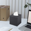 RHCSZ PU Leather Tissue Box Cover Square,Upgrade Large Size Napkin Holder Pumping Paper Case Dispenser,Facial Tissue Holder with Magnetic Bottom for Home Office Car Hotel Restaurant Black (Black-1)