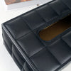 High-end Fashion PU Leather Tissue Box Holder Business Black, Rectangular Napkin Holder Drawer Paper Dispenser, Home Office Car Tissue Holder with Magnetic Bottom (Black Checkered)