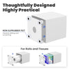 Square Tissue Box Cover with 2 Pcs Clear Qtip Holder Dispenser, White