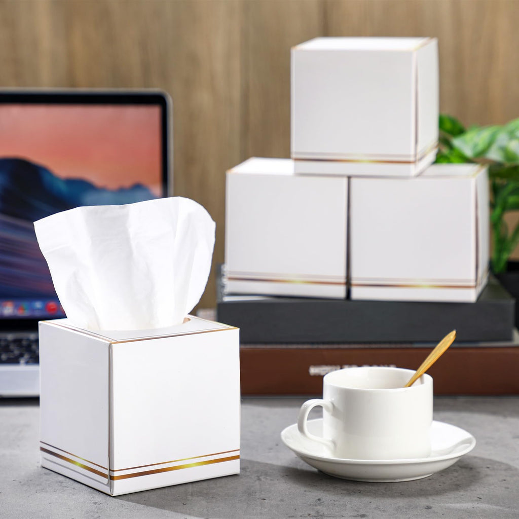 Fourluoo 12 Pack Facial Tissues Cube Boxes Face Box 600 Sheets 3 ply Soft Paper Square Tissues Bulk for Car Pocket Toilet Household Bedroom Family(White)