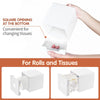Y-in Hand Tissue Box Cover, Square Facial Tissue Holder with Bottom, White
