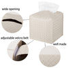 Tissue Box Cover Square Leather Facial Paper Holder, Griege