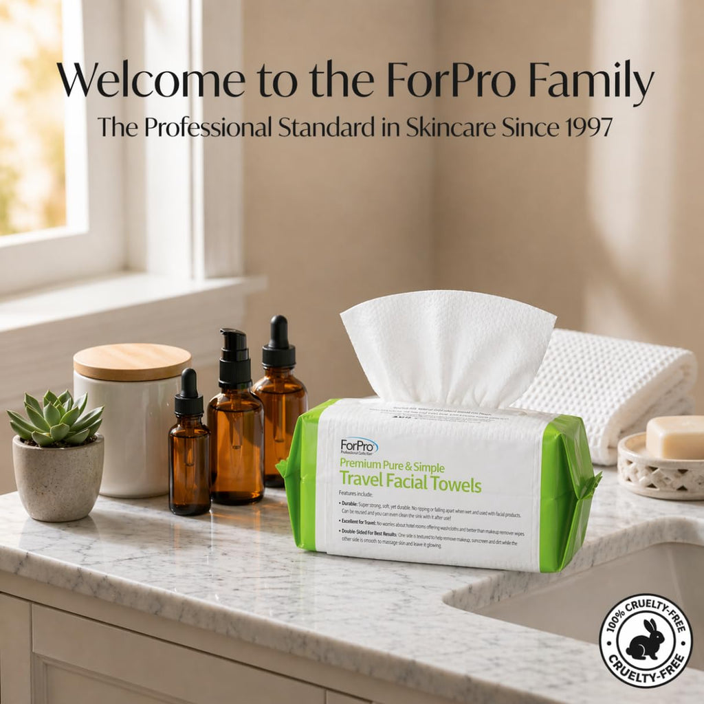 ForPro Pure & Simple Travel Facial Towels, 600ct, 8"x8", Vegan Cruelty-Free