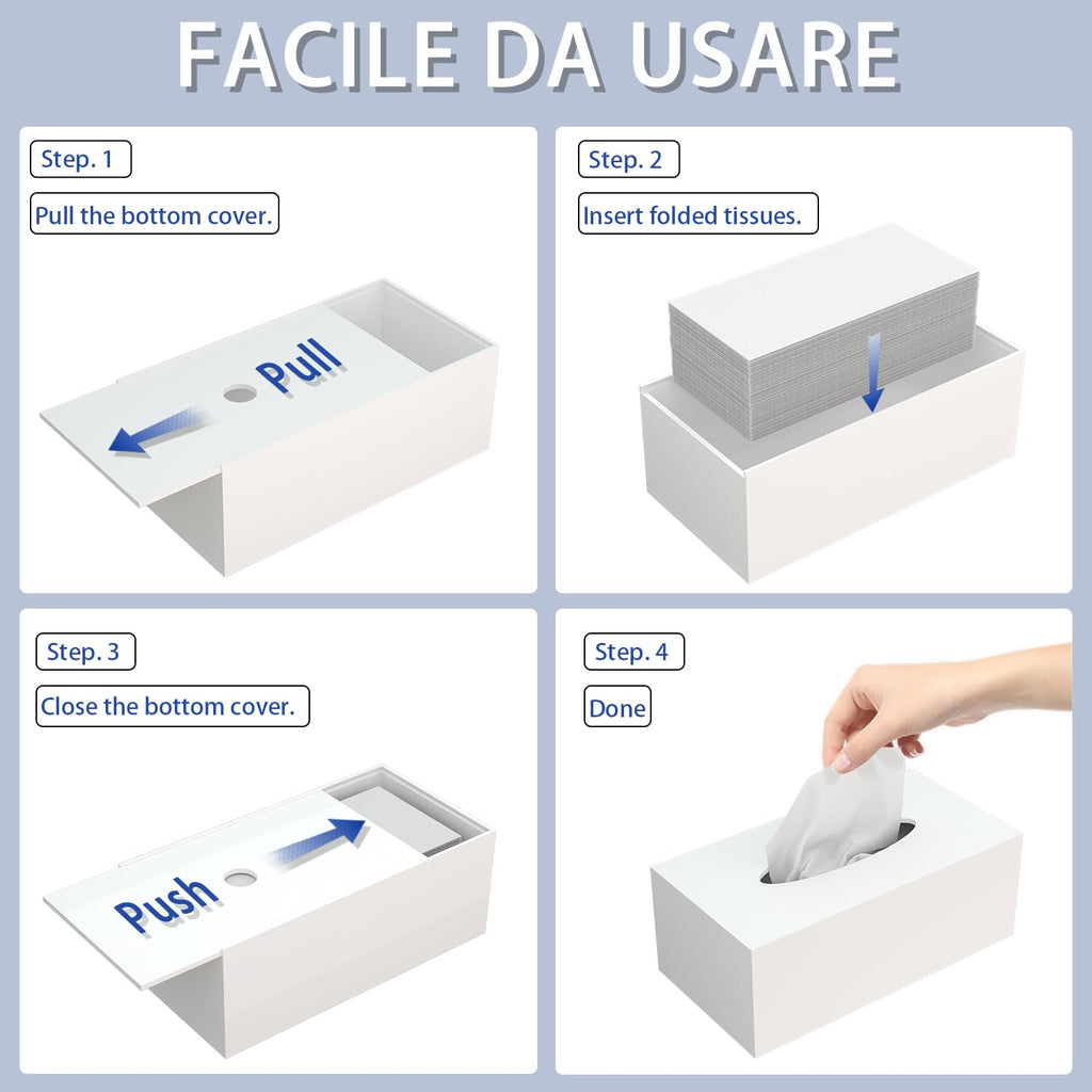Acrylic Tissue Box Cover Rectangle, PITBVO White Tissue Box Holder