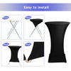 Spandex Black Cocktail Table Covers for 30-32 Inch High Top Pub 2 Pack