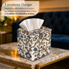 CPC 100% Cotton Piping Block Print Tissue Box Cover, Autumn Vine