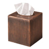 Monarch Abode Tissue Box Cover Square – Handcrafted Ridge Embossed Antique Copper Metal Tissue Holder Box for Bathroom Accessory, Aesthetic Decorative Facial Napkin Cube for Modern Home Decor
