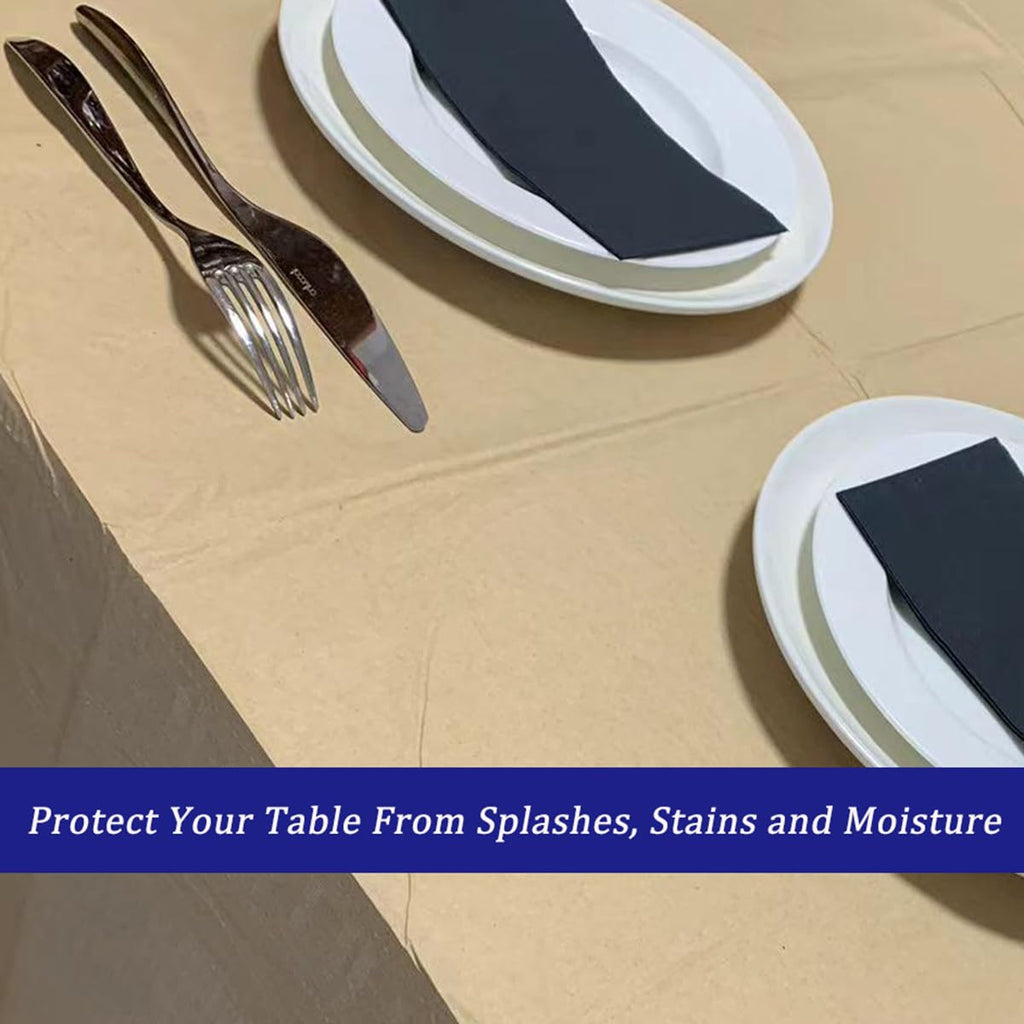 [6 Pack] Kraft Paper Tablecloth Disposable for Rectangle Tables, 54" X 108" Party Table Cover with Plastic Backing, Waterproof 3 Ply Table Cloth for Indoor Outdoor Picnic Labor Thanksgiving Christmas